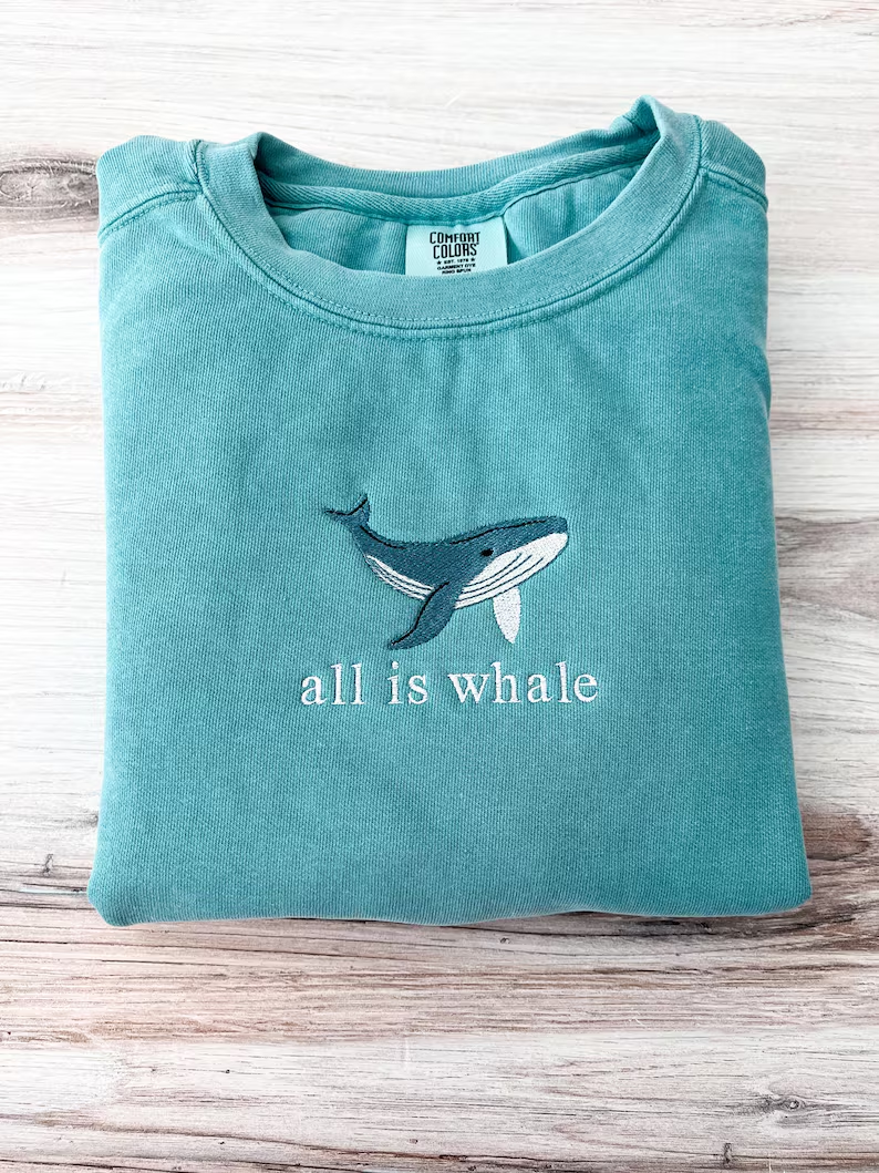 Whale Crewneck – Embroidered Ocean- Premium Comfort Sweatshirt