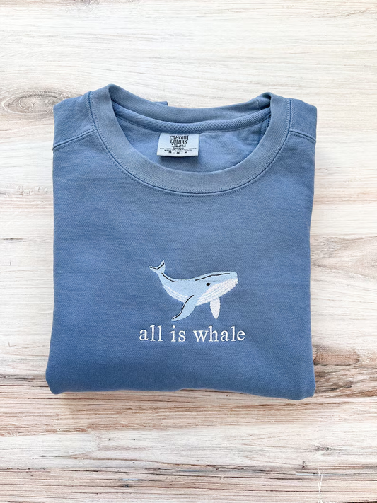 Whale Crewneck – Embroidered Ocean- Premium Comfort Sweatshirt