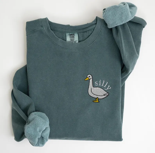 Funny Silly Goose Embroidery Sweater – Premium Comfort Sweatshirt