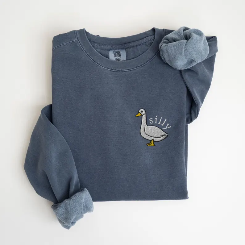 Funny Silly Goose Embroidery Sweater – Premium Comfort Sweatshirt