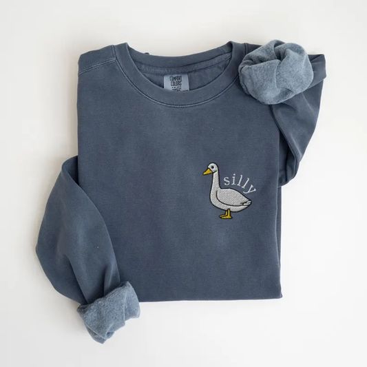 Funny Silly Goose Embroidery Sweater – Premium Comfort Sweatshirt