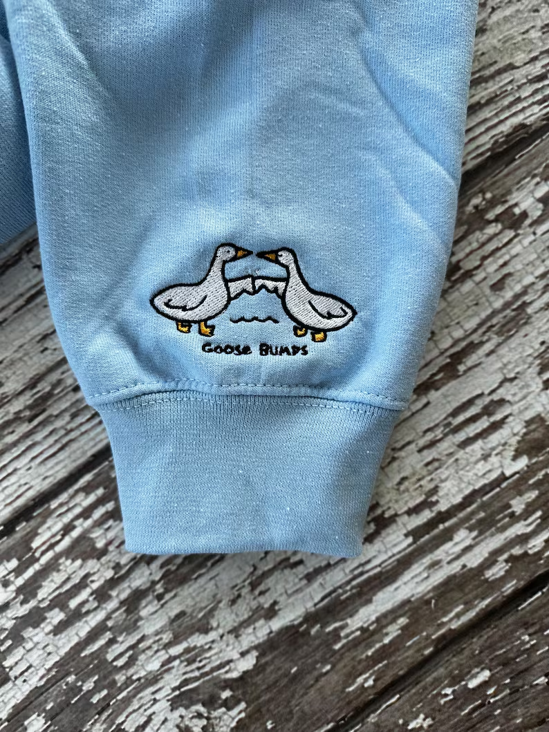 Funny Goose Bumps Crewneck – Embroidered Animal Sweatshirt Unisex