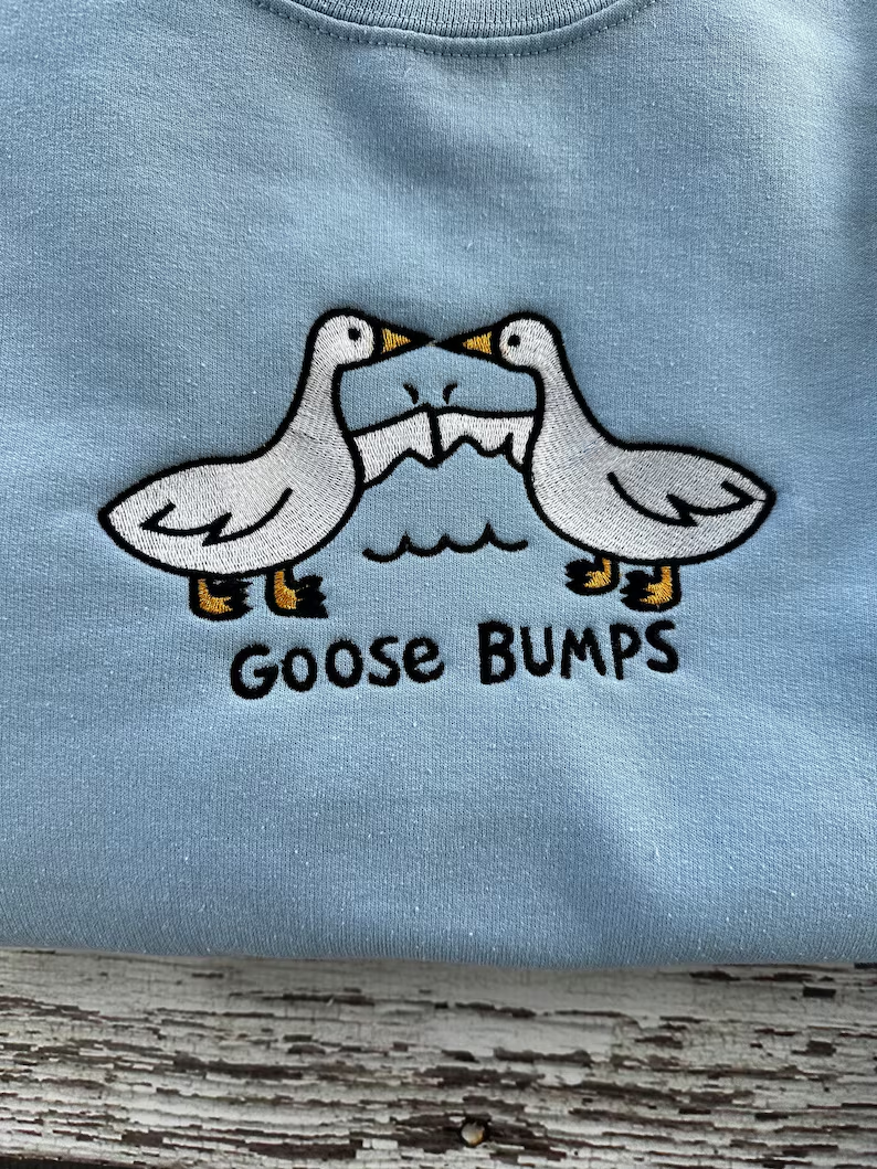 Funny Goose Bumps Crewneck – Embroidered Animal Sweatshirt Unisex