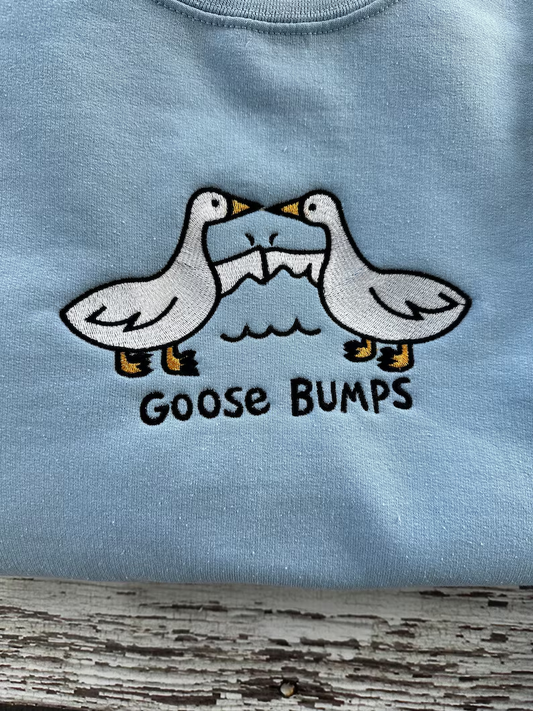 Funny Goose Bumps Crewneck – Embroidered Animal Sweatshirt Unisex
