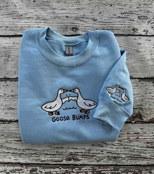 Funny Goose Bumps Crewneck – Embroidered Animal Sweatshirt Unisex