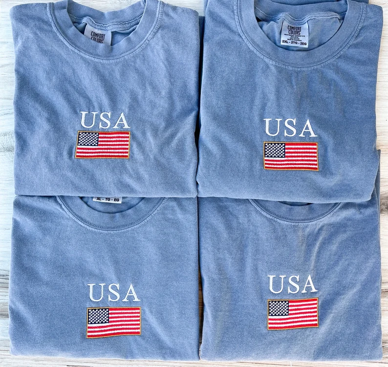 American Flag Embroidered Shirt – Premium Comfort T-Shirt