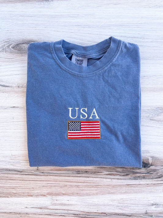 American Flag Embroidered Shirt – Premium Comfort T-Shirt
