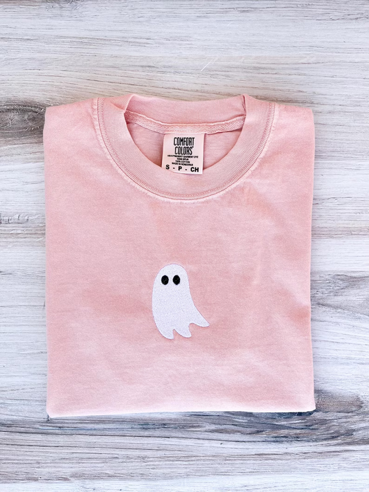 Halloween Ghost Embroidery T-Shirt – Premium Comfort Tee