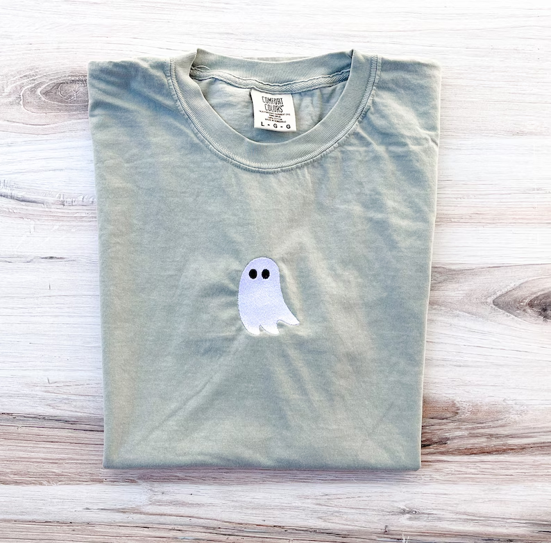 Halloween Ghost Embroidery T-Shirt – Premium Comfort Tee