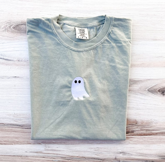 Halloween Ghost Embroidery T-Shirt – Premium Comfort Tee