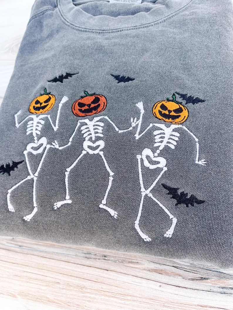 Dancing Skeletons Embroidered SweatShirt– Premium Comfort Sweatshirt