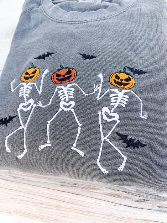 Dancing Skeletons Embroidered SweatShirt– Premium Comfort Sweatshirt