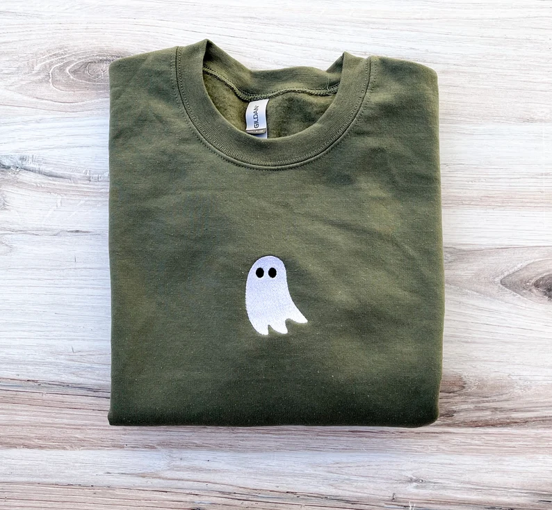 Embroidered Ghost Crewneck – Spooky Cute Fall Sweatshirt
