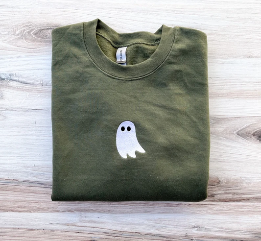 Embroidered Ghost Crewneck – Spooky Cute Fall Sweatshirt