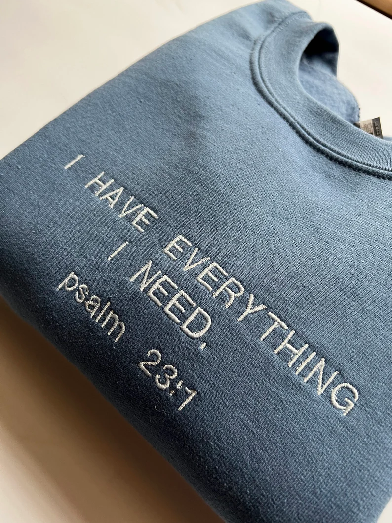 Christian Sweatshirt – Psalm 23 Embroidered Crewneck Bible Verse Shirt