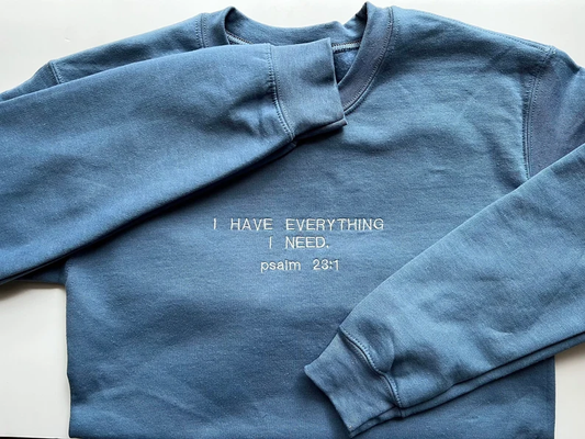 Christian Sweatshirt – Psalm 23 Embroidered Crewneck Bible Verse Shirt