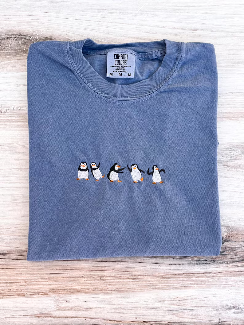Animal Lover T-Shirt – Penguin Embroidered- Premium Comfort T-Shirt