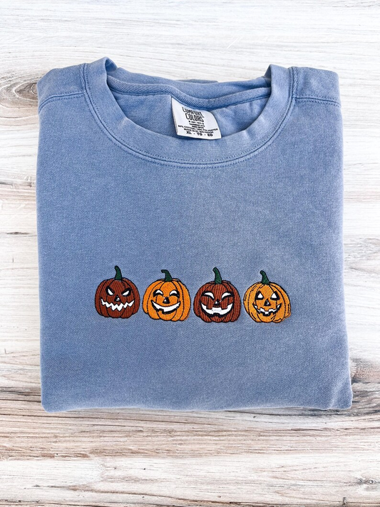 Halloween Pumpkin Embroidered Sweatshirt – Premium Comfort Sweatshirt