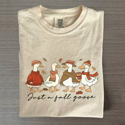 Cozy Autumn Pumpkin Coffee Tee- Comfort Colors® Fall Goose Shirt