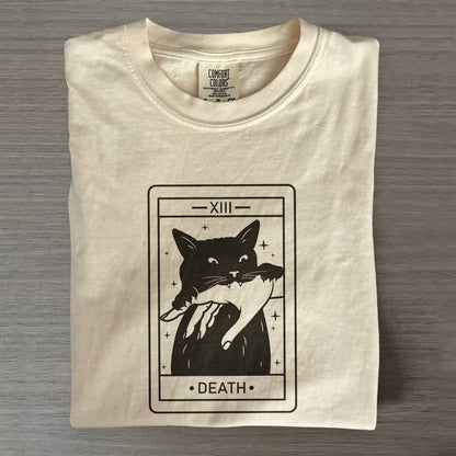 Tarot Card Black Cat Shirt – Witchy Halloween Cat Tee, Spooky Cat Lover T-Shirt