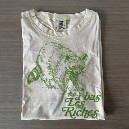 À Bas Les Riches Funny Raccoon Meme T-Shirt
