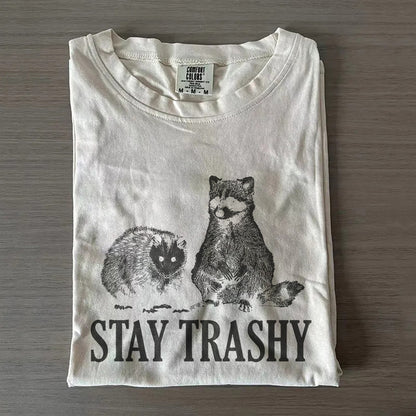 Stay Trashy Raccoon Tee – Funny Possum Graphic Shirt