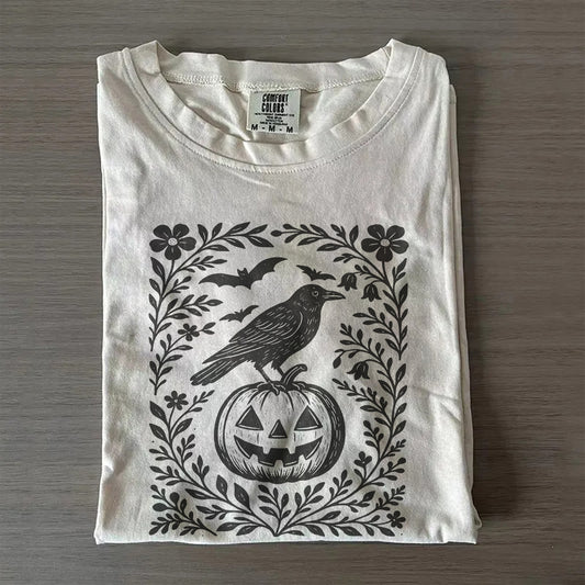 Boho Floral Halloween Shirt – Cottagecore Pumpkin Tee