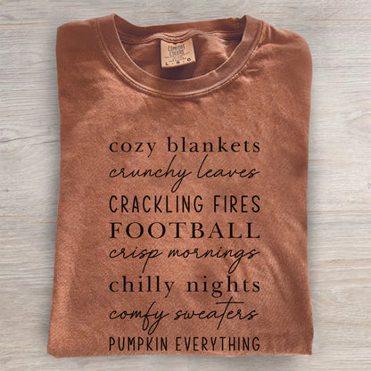 Cozy Autumn Shirt – Crunchy Leaves & Crackling Fires Tee, Cute Fall T-Shirt