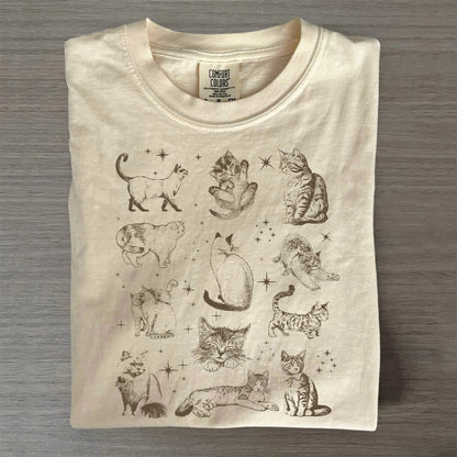 90s Style Cat Ink Art T-Shirt