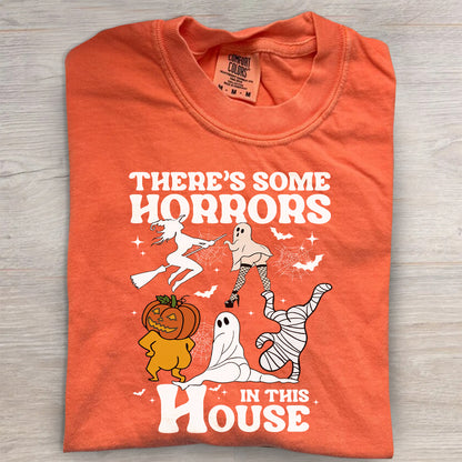 There’s Some Horrors In This House Pumpkin Tee- Spooky Season Halloween Shirt