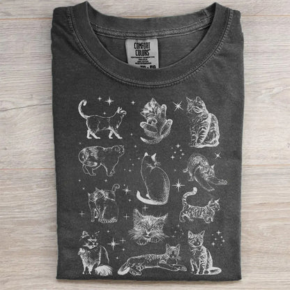 90s Style Cat Ink Art T-Shirt