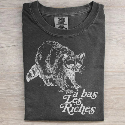 À Bas Les Riches Funny Raccoon Meme T-Shirt