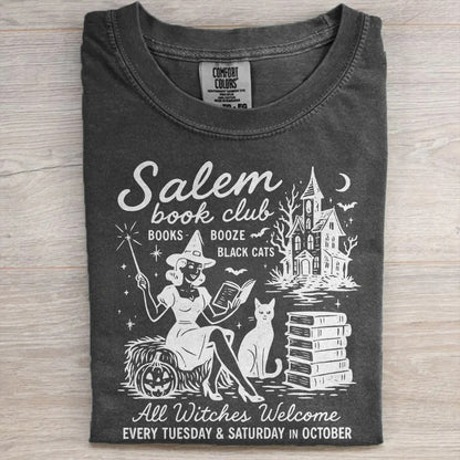 Vintage Salem Book Lover, Black Cat T-Shirt