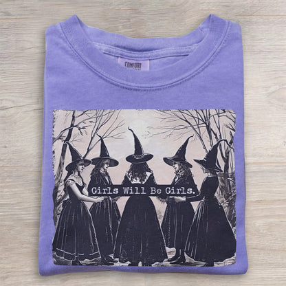 Vintage Girls Will Be Girls Witch Shirt – Retro Feminist Tee