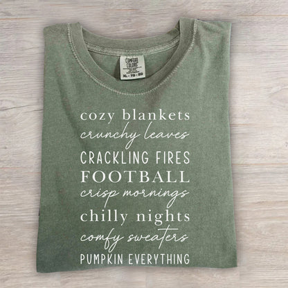 Cozy Autumn Shirt – Crunchy Leaves & Crackling Fires Tee, Cute Fall T-Shirt