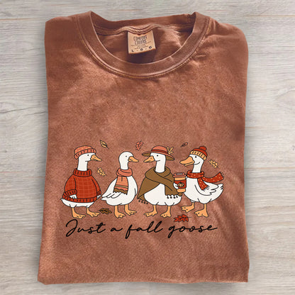 Cozy Autumn Pumpkin Coffee Tee- Comfort Colors® Fall Goose Shirt