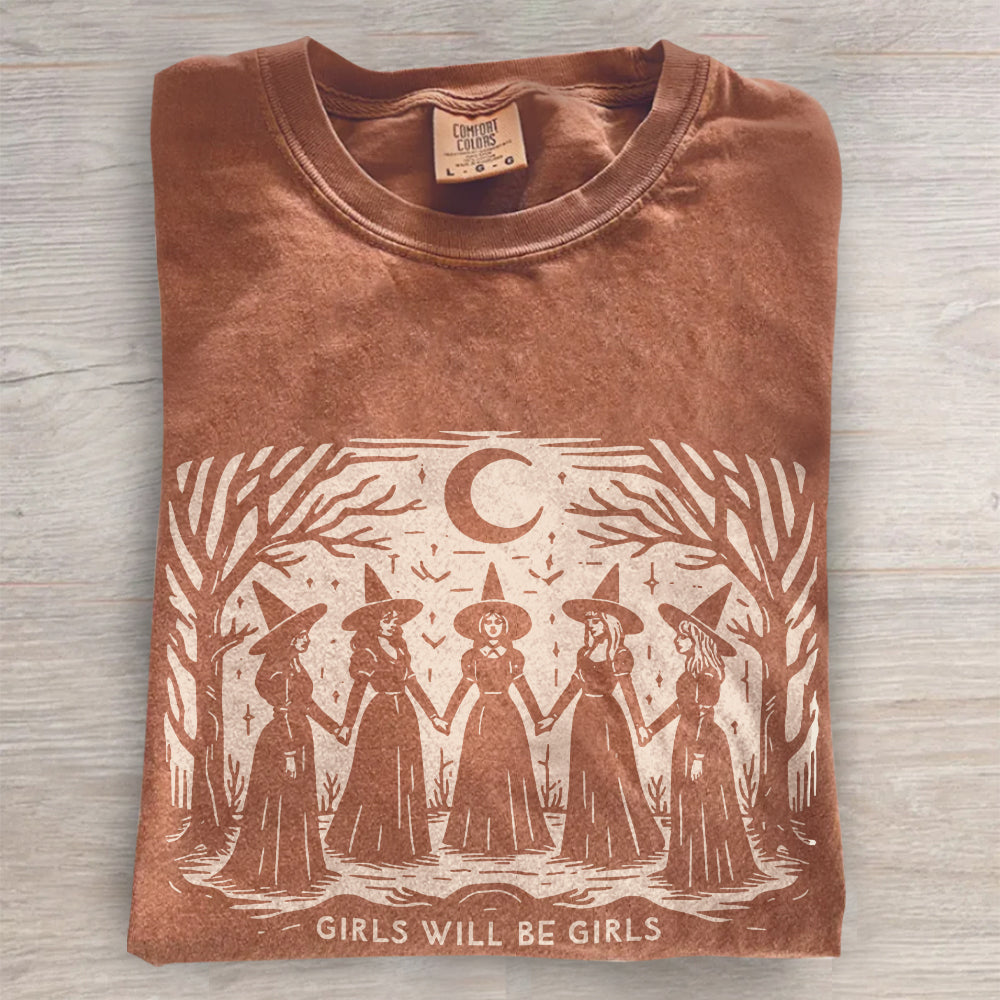 Vintage Girls Will Be Girls Crewneck- Witch Sweatshirt