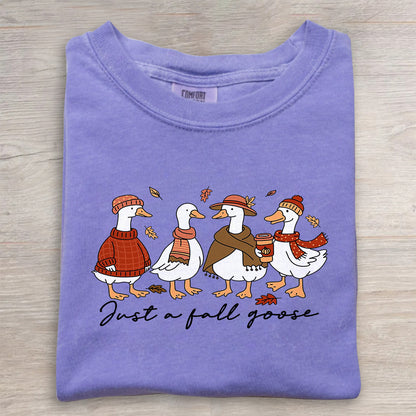 Cozy Autumn Pumpkin Coffee Tee- Comfort Colors® Fall Goose Shirt