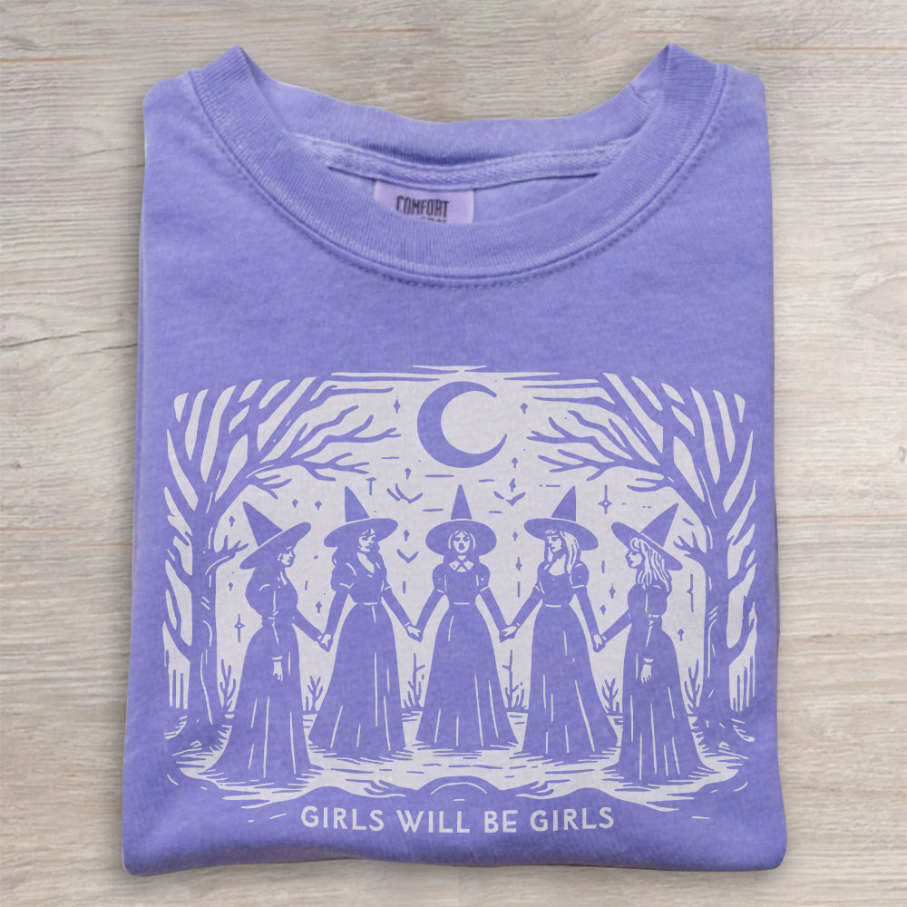 Vintage Girls Will Be Girls Crewneck- Witch Sweatshirt