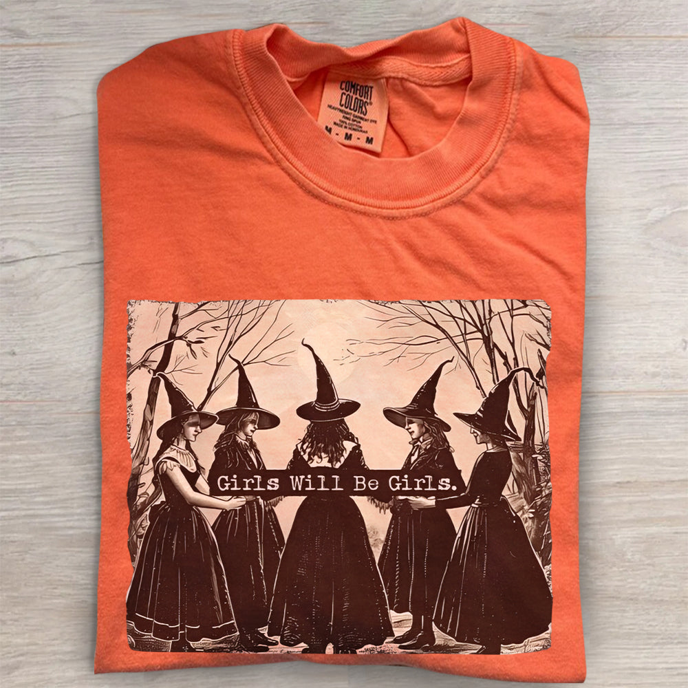 Vintage Girls Will Be Girls Witch Shirt – Retro Feminist Tee