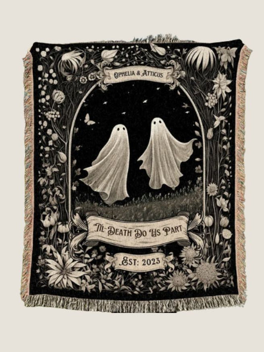Ghost Couple Wedding Blanket - Till Death Do Us Part Woven Throw