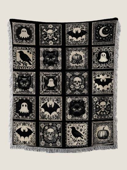 Spooky Season Halloween Woven Blanket - Vintage Ghost Throw
