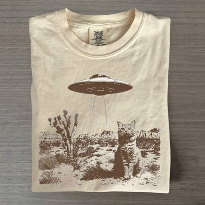 Cowboy Cat UFO Tee – Funny Retro Western Shirt