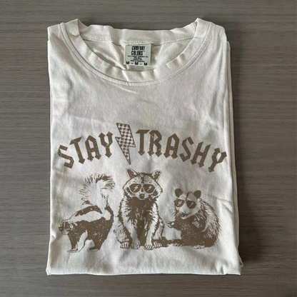 Retro Raccoon Shirt – Stay Trashy Meme Tee