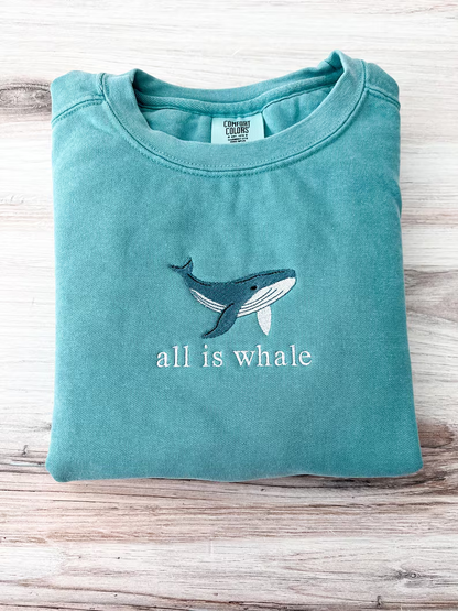 Whale Crewneck – Embroidered Ocean- Premium Comfort Sweatshirt