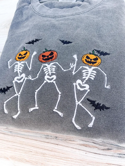 Dancing Skeletons Embroidered SweatShirt– Premium Comfort Sweatshirt