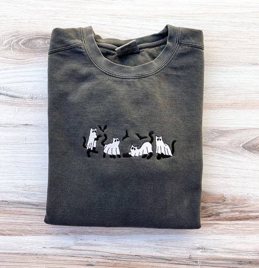 Embroidered Ghost Cat– Premium Comfort Sweatshirt