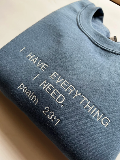 Christian Sweatshirt – Psalm 23 Embroidered Crewneck Bible Verse Shirt